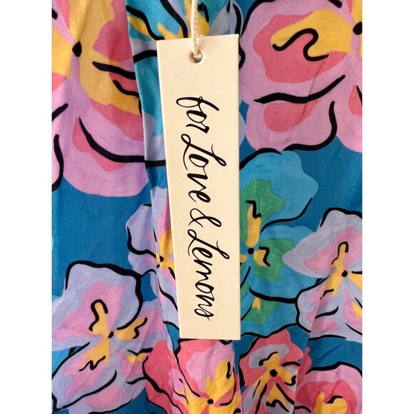 For Love & Lemons Yasmin Mini Dress Monet Floral Bamboo New Size Small - Picture 11 of 13